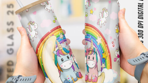 Baby Unicorn 25 Oz Tumbler Frosted Glass