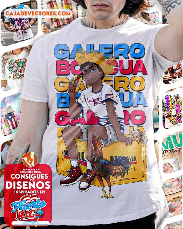 Gallero Boricua Medalla Tshirt For Men