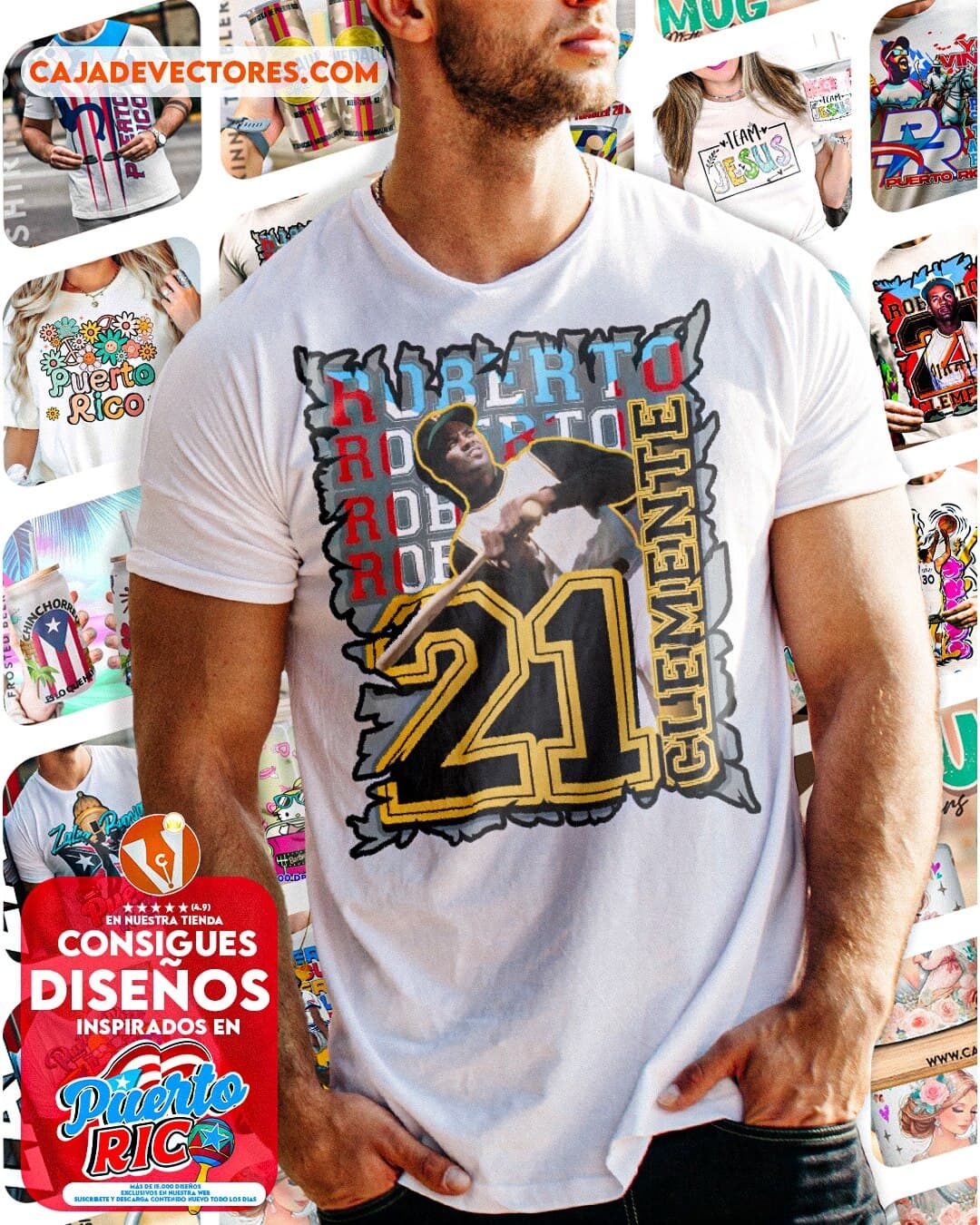 Roberto Clemente 21 Piratas M2 Tshirt For Men